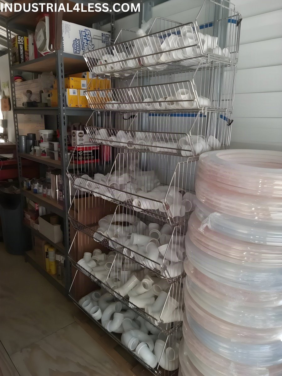 Customer Photos: Plumbing Supply Organization with Wire Basket Shelving - Industrial 4 Less