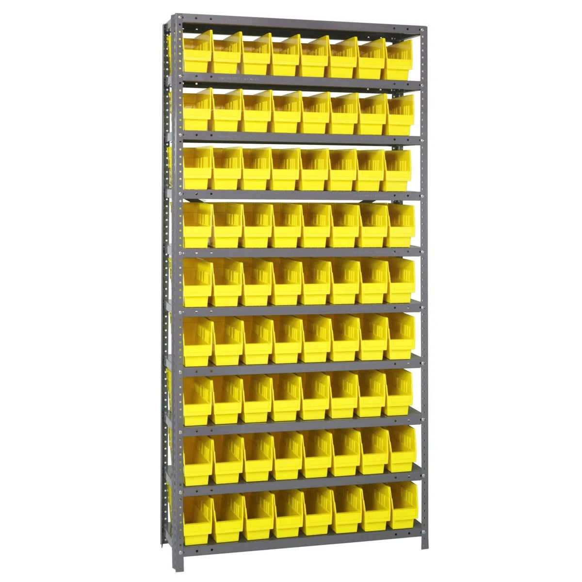 1275 - 201 | 12" x 36" x 75" Shelving Unit with 72 Bins - Steel Shelving with Bins > 12" Deep Steel Shelving Units with Bins > Open Front Plastic Shelf Bins - Industrial 4 Less