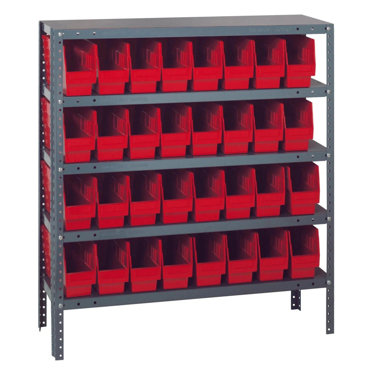1839 - 203 | 18" x 36" x 39" Shelving Unit with 32 Bins - Steel Shelving with Bins > 18" Deep Steel Shelving Units with Bins > Open Front Plastic Shelf Bins - Industrial 4 Less