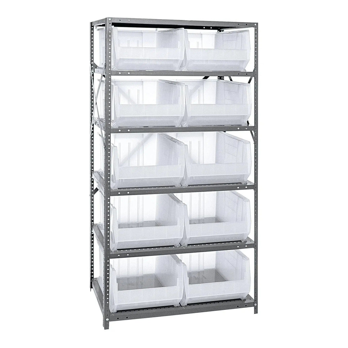 2475 - 954 | 24" x 36" x 75" Shelving Unit with 10 Bins - Steel Shelving with Bins > 24" Deep Steel Shelving Units with Bins > Open Front Plastic Bins - Industrial 4 Less