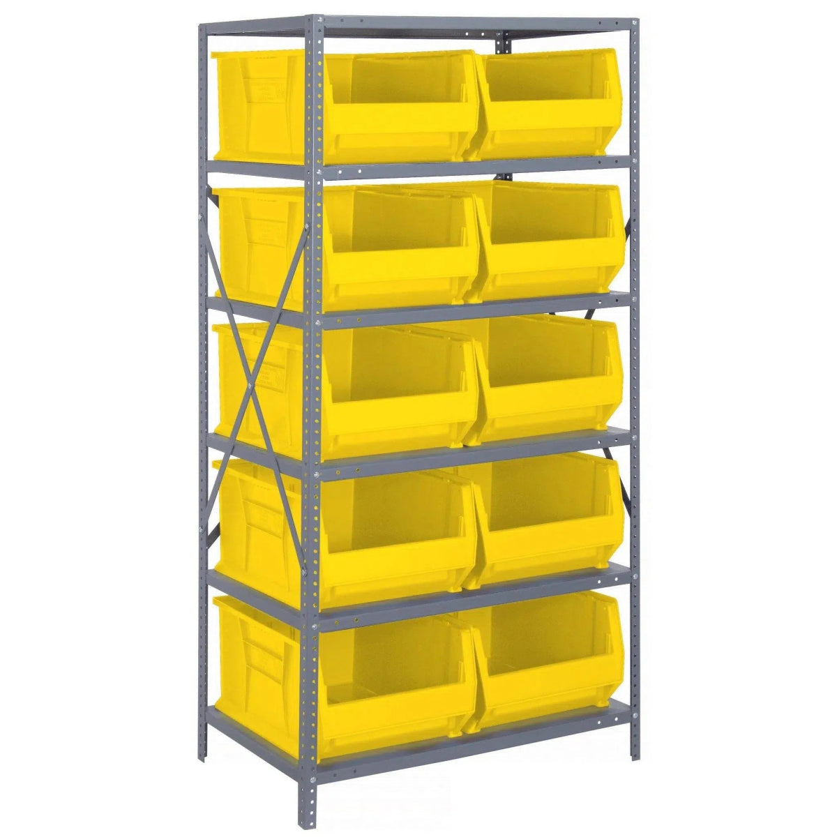 2475 - 954 | 24" x 36" x 75" Shelving Unit with 10 Bins - Steel Shelving with Bins > 24" Deep Steel Shelving Units with Bins > Open Front Plastic Bins - Industrial 4 Less