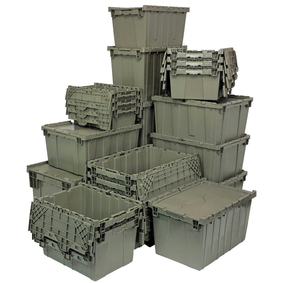Attached Top Containers | Pack of 10 - Attached Lid Containers > Distribution Containers > Round Trip Totes - Industrial 4 Less