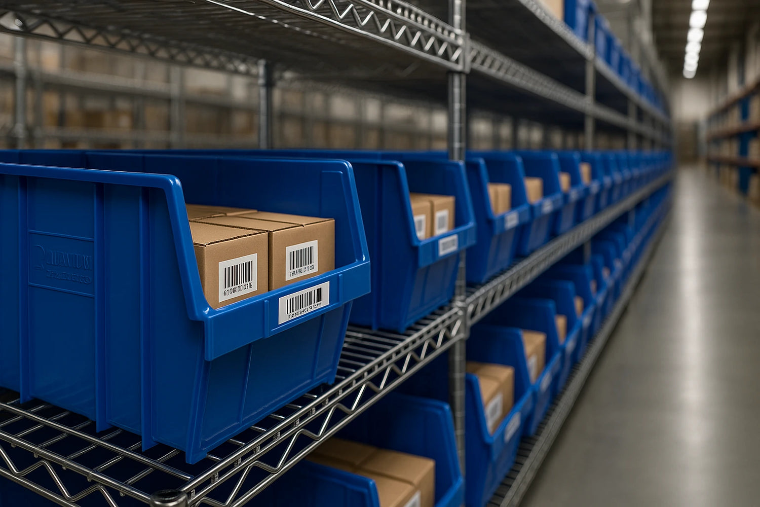 Wire Shelving with Bins