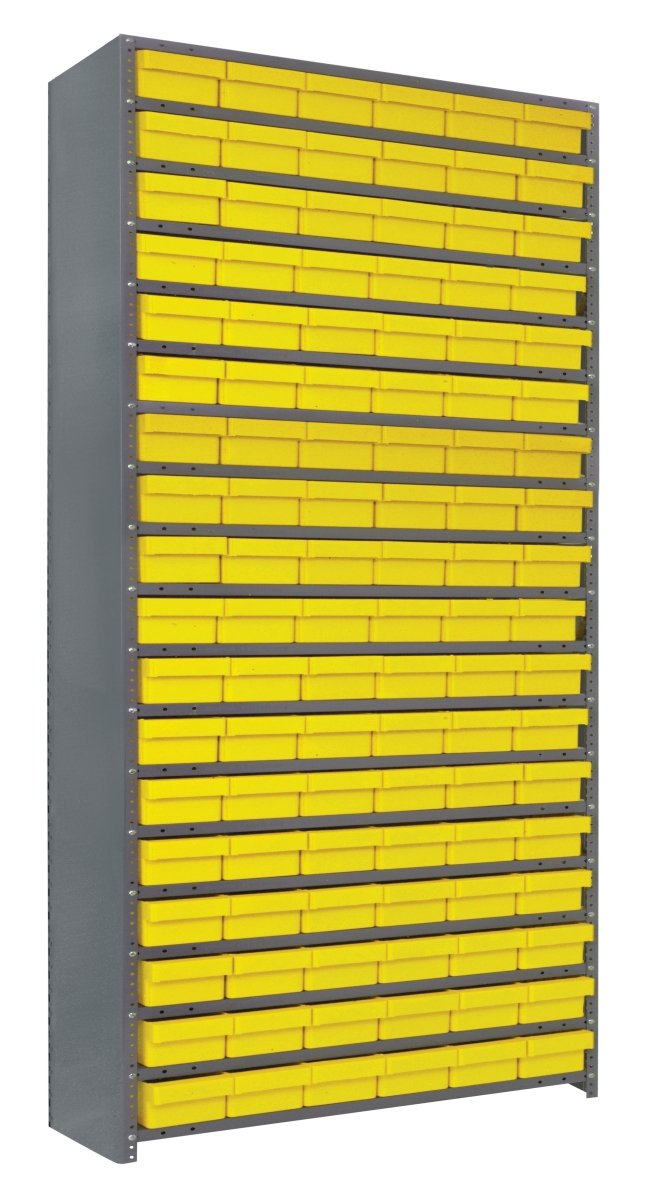 CL1275 - 401 | 12" x 36" x 75" Shelving Unit with 108 Bins - Closed Shelf Bin Organizers - Industrial 4 Less
