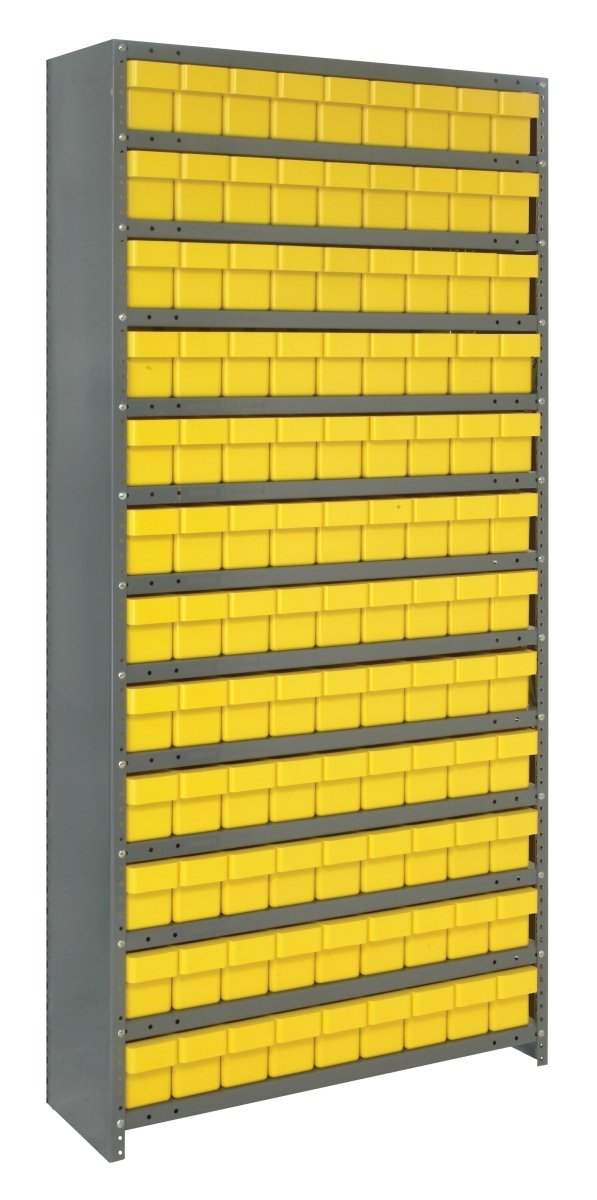 CL1275 - 501 | 12" x 36" x 75" Shelving Unit with 108 Bins - Closed Shelf Bin Organizers - Industrial 4 Less