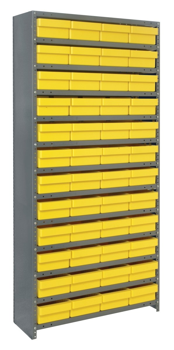 CL1275 - 701 | 12" x 36" x 75" Shelving Unit with 48 Bins - Closed Shelf Bin Organizers - Industrial 4 Less