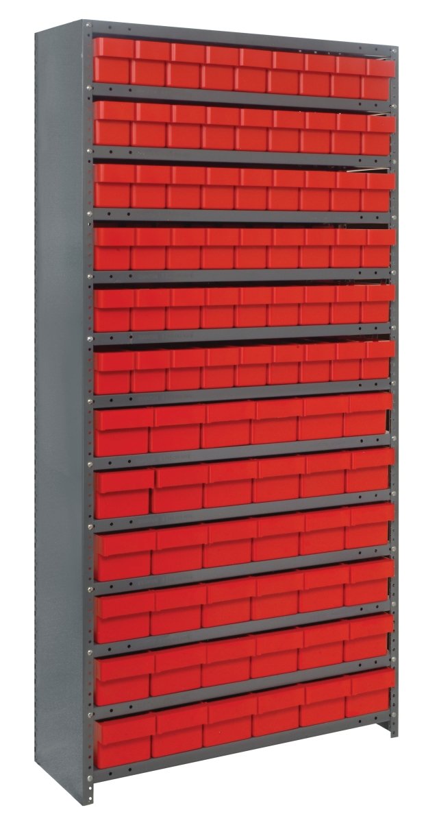 CL1875 - 624 | 18" x 36" x 75" Shelving Unit with 90 Bins - Closed Shelf Bin Organizers - Industrial 4 Less