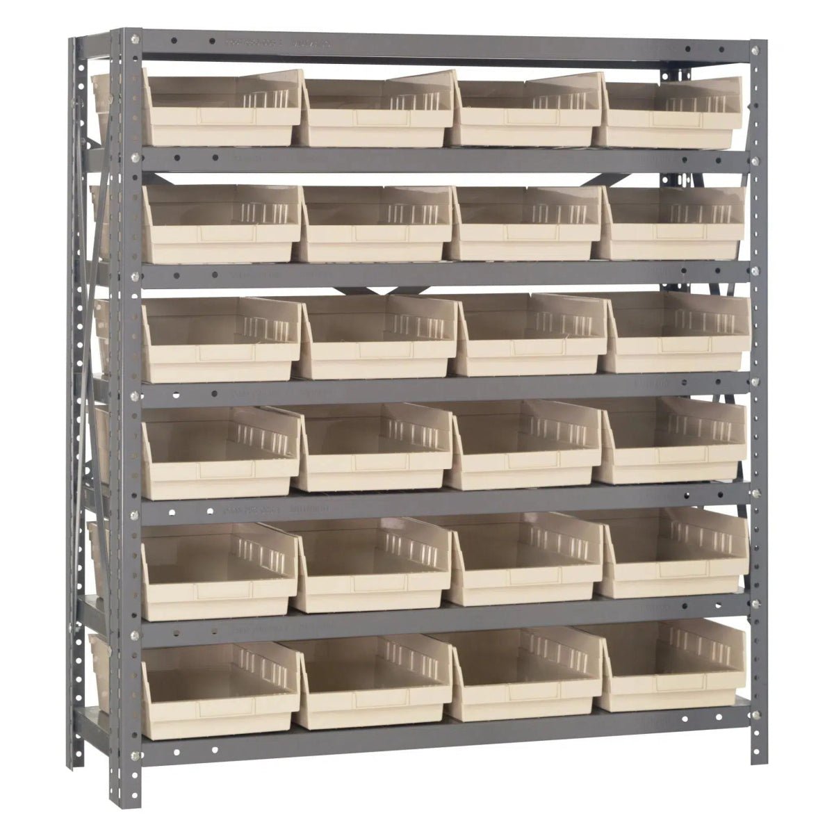 Heavy - Duty Metal Shelving Unit with Storage Bins - 12" x 36" x 39" - Metal Shelving with Plastic Bins - Industrial 4 Less