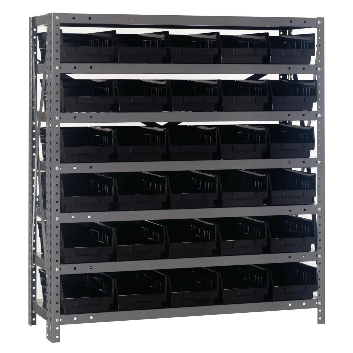 Heavy - Duty Metal Shelving Unit with Storage Bins - 12" x 36" x 39" - Metal Shelving with Plastic Bins - Industrial 4 Less