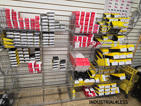Wire Basket Shelving in Retail Store Against Wall