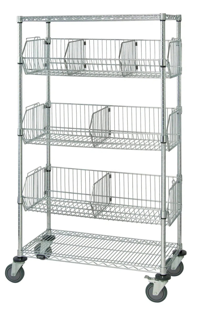M2436BC6C | Mobile Wire Basket Shelving - Wire Basket Shelving Unit - Industrial 4 Less
