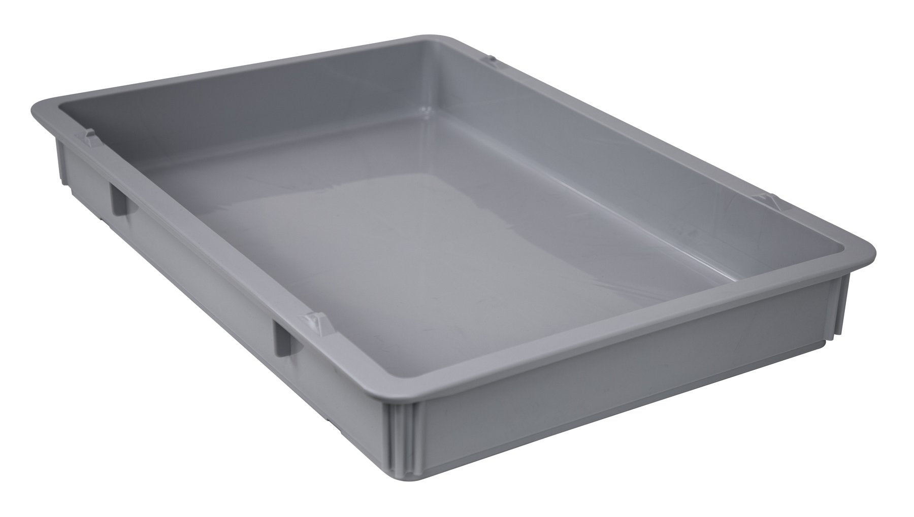 Gray 26x18x3 inch pizza dough box, stackable polypropylene