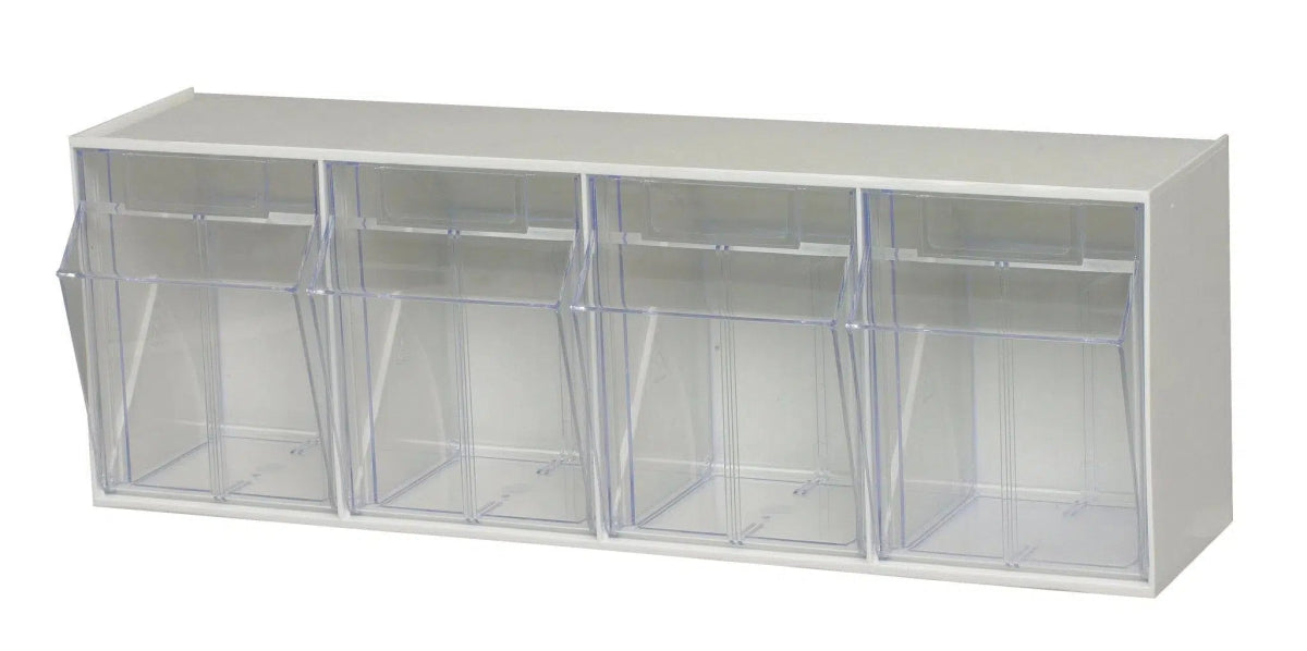 QTB304 | 4 Compartment Tip Out Bin - Clear Tip Out Bins - Industrial 4 Less