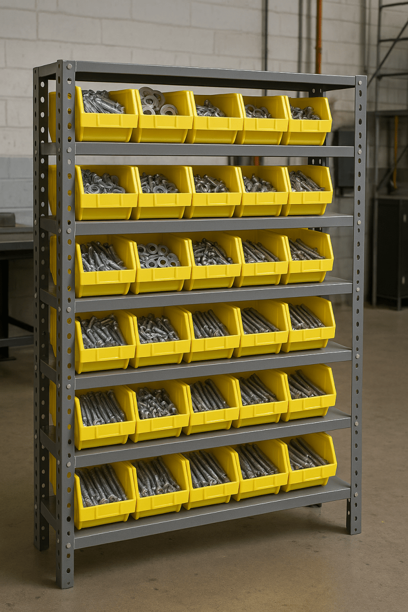 Shelf Bin Organizer - 12" x 36" x 75" with Plastic Bins - Bin Shelving - Industrial 4 Less