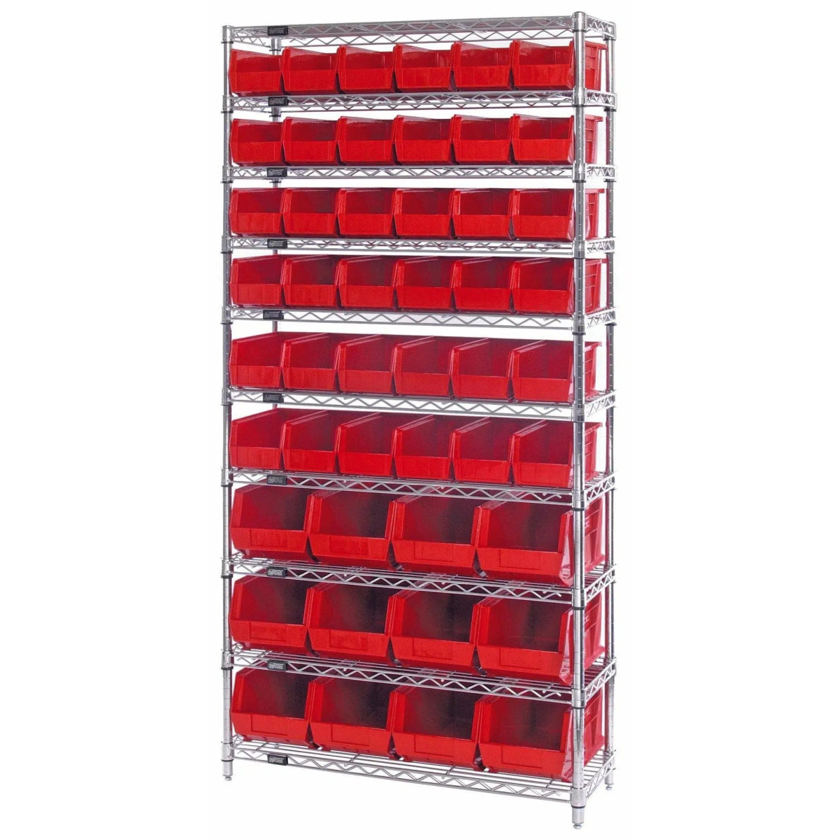WR10 - 230240 | 14" x 36" x 74" Shelving Unit with 48 Bins - Wire Shelving with Bins > 12" - 14" Deep Wire Shelving Units with Bins > Open Front Plastic Bins - Industrial 4 Less
