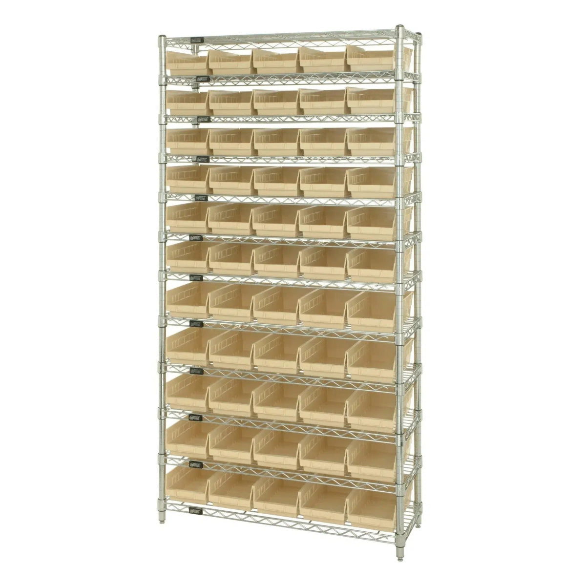 WR12 - 106 | 24" x 36" x 74" Shelving Unit with 55 Bins - Wire Shelving with Bins > 24" Deep Wire Shelving Units with Bins > Open Front Plastic Bins - Industrial 4 Less