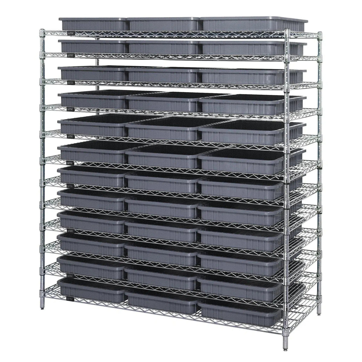 WR12 - 93030 | 24" x 60" x 63" Shelving Unit with 36 Bins - Wire Shelving with Bins > 24" Deep Wire Shelving Units with Bins > Open Front Plastic Bins - Industrial 4 Less