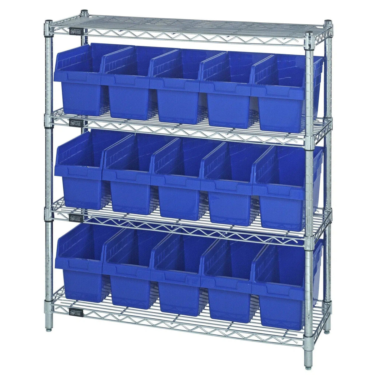 WR4 - 39 - 1236 - 802 | 12" x 36" x 39" Shelving Unit with 15 Bins - Wire Shelving with Bins > 12" - 14" Deep Wire Shelving Units with Bins > Open Front Plastic Bins - Industrial 4 Less