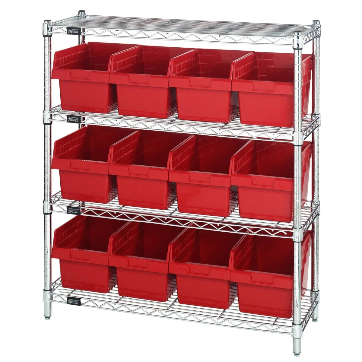 WR4 - 39 - 1236 - 807 | 12" x 36" x 39" Shelving Unit with 12 Bins - Wire Shelving with Bins > 12" - 14" Deep Wire Shelving Units with Bins > Open Front Plastic Bins - Industrial 4 Less