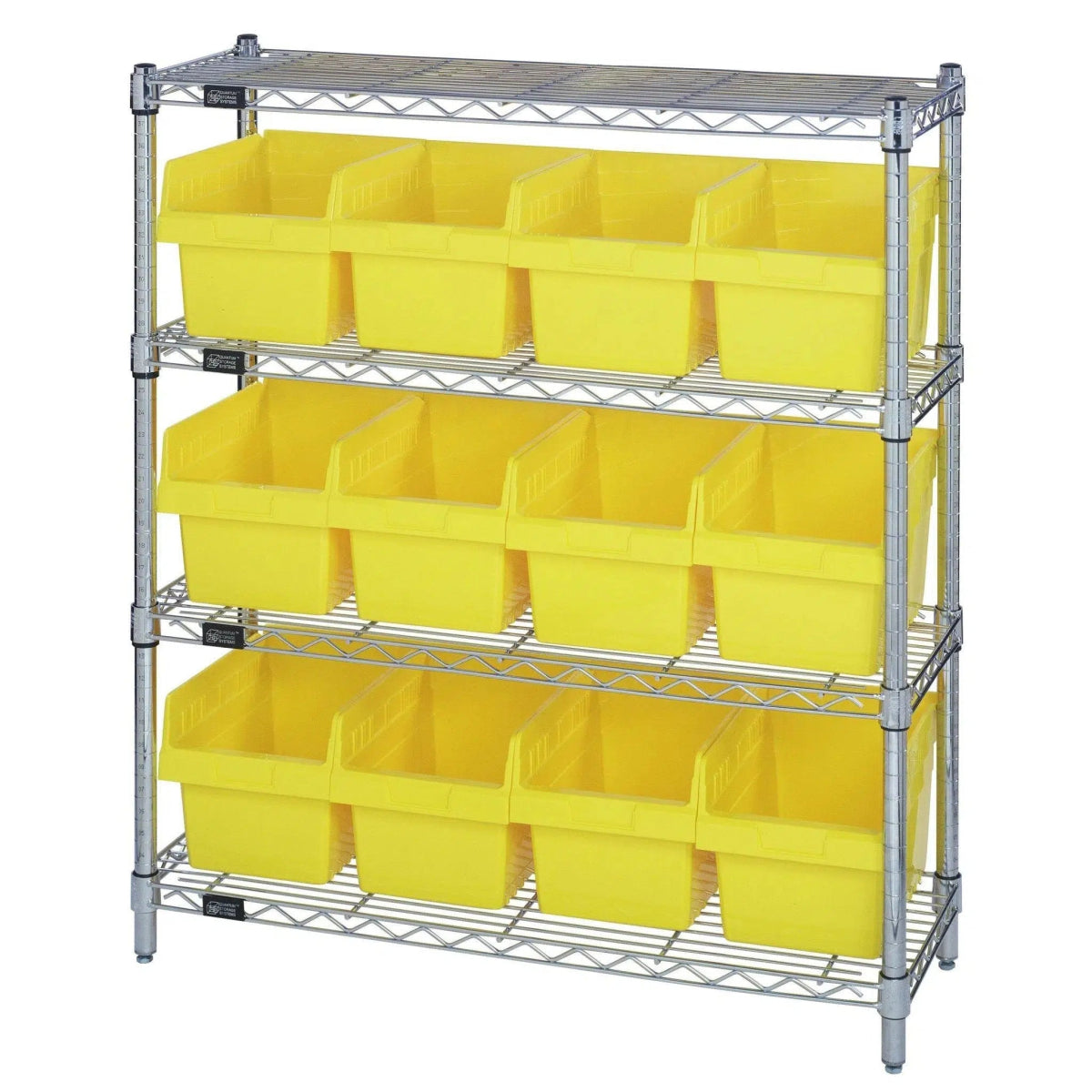 WR4 - 39 - 1236 - 807 | 12" x 36" x 39" Shelving Unit with 12 Bins - Wire Shelving with Bins > 12" - 14" Deep Wire Shelving Units with Bins > Open Front Plastic Bins - Industrial 4 Less