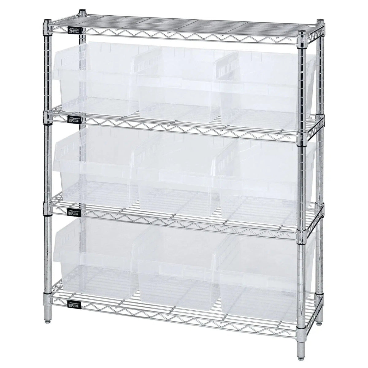 WR4 - 39 - 1236 - 809 | 12" x 36" x 39" Shelving Unit with 9 Bins - Wire Shelving with Bins > 12" - 14" Deep Wire Shelving Units with Bins > Open Front Plastic Bins - Industrial 4 Less