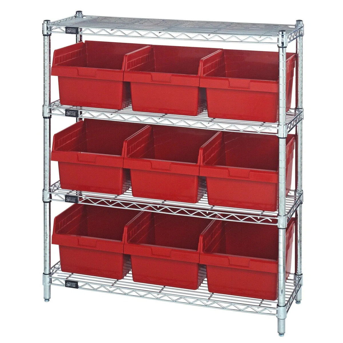 WR4 - 39 - 1236 - 809 | 12" x 36" x 39" Shelving Unit with 9 Bins - Wire Shelving with Bins > 12" - 14" Deep Wire Shelving Units with Bins > Open Front Plastic Bins - Industrial 4 Less