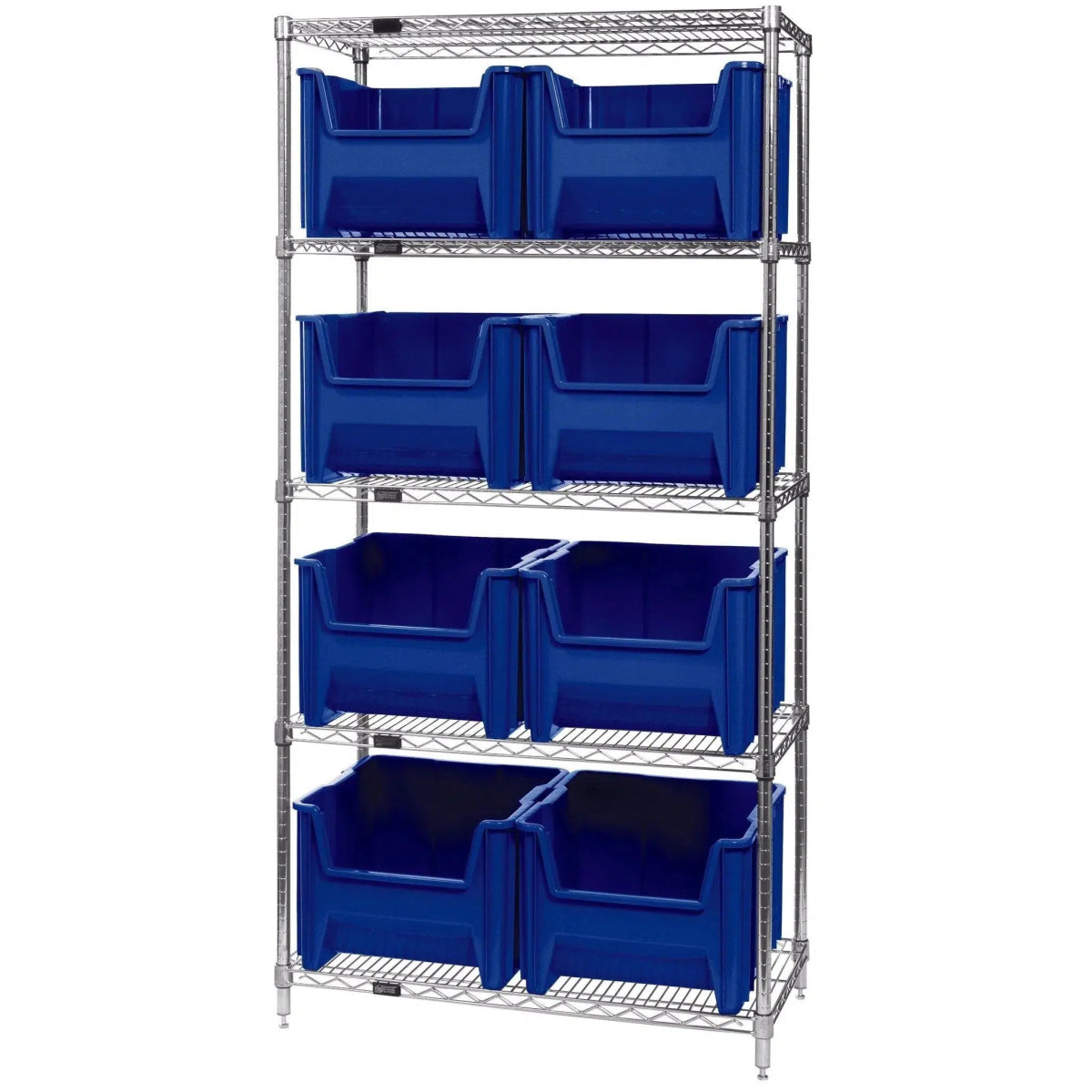 WR5 - 800 | 18" x 36" x 74" Shelving Unit with 8 Bins - Wire Shelving with Bins > 18" - 21" Deep Wire Shelving Units with Bins > Open Front Plastic Bins - Industrial 4 Less