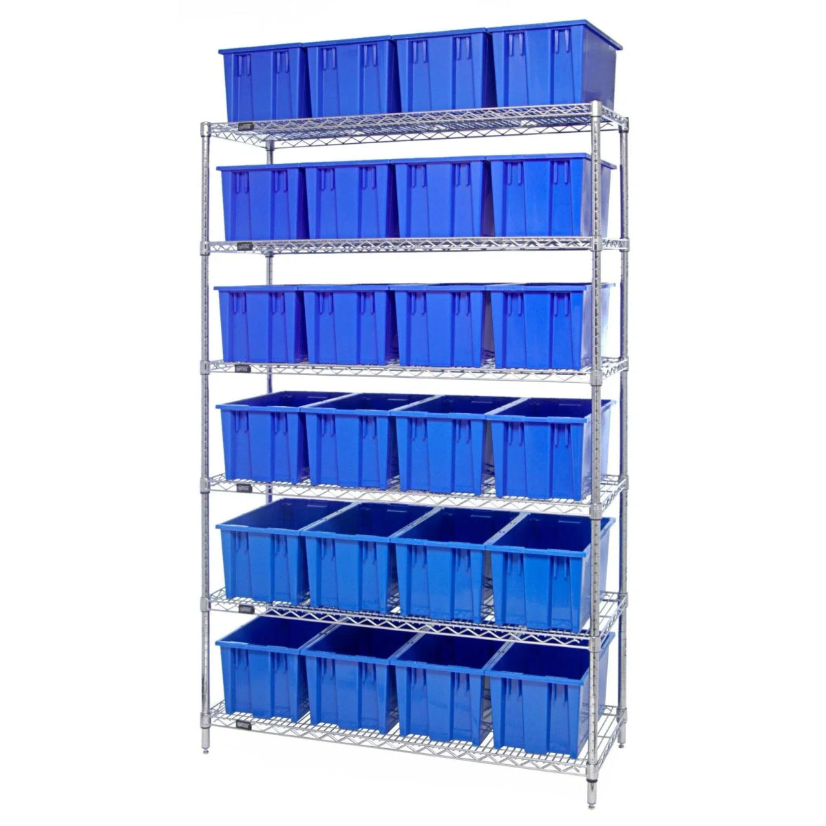 WR6 - 24185 | 18" x 48" x 74" Shelving Unit with 24 Bins - Wire Shelving with Bins > 18" - 21" Deep Wire Shelving Units with Bins > Open Front Plastic Bins - Industrial 4 Less