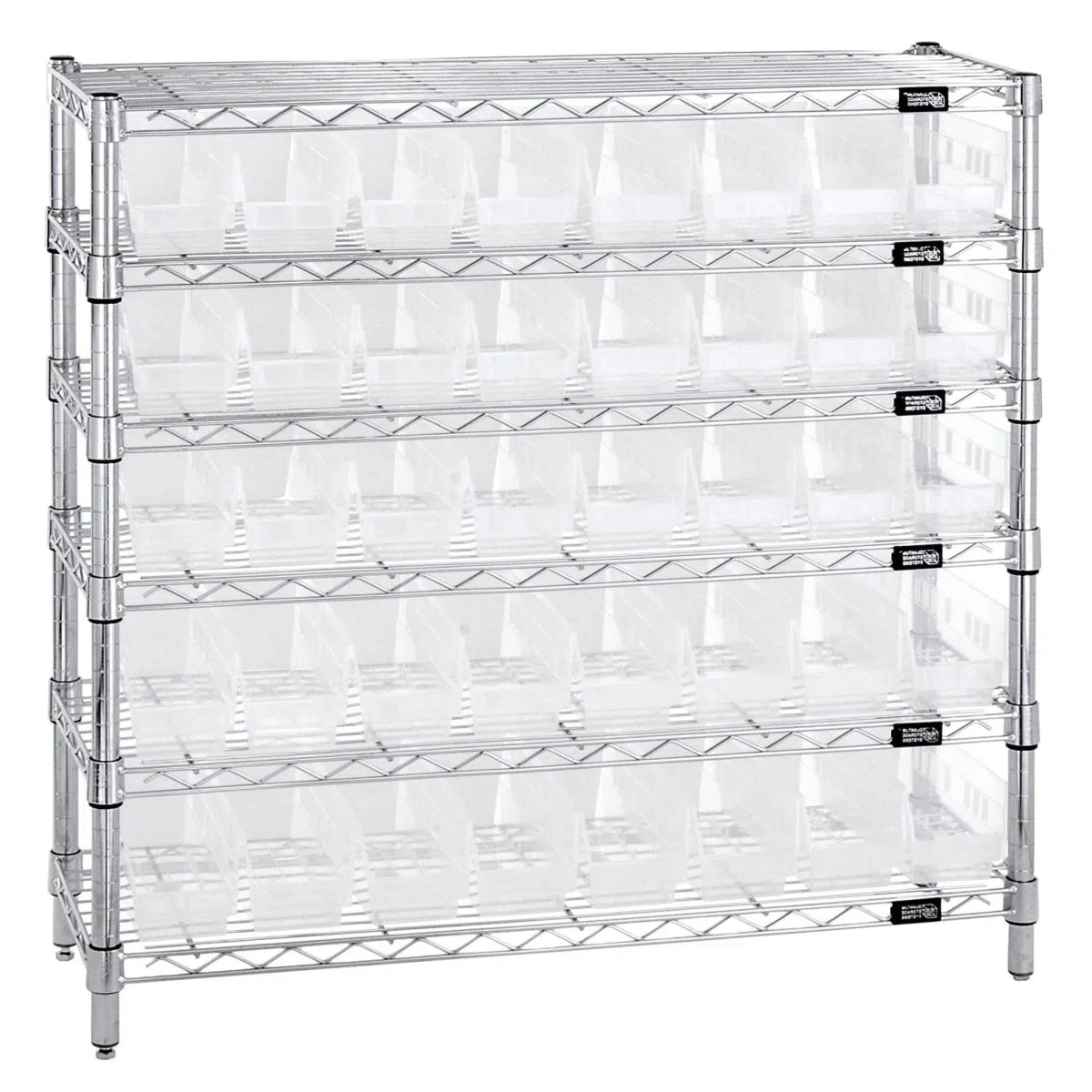 WR6 - 36 - 1236 - 101 | 12" x 36" x 36" Shelving Unit with 40 Bins - Wire Shelving with Bins > 12" - 14" Deep Wire Shelving Units with Bins > Open Front Plastic Bins - Industrial 4 Less