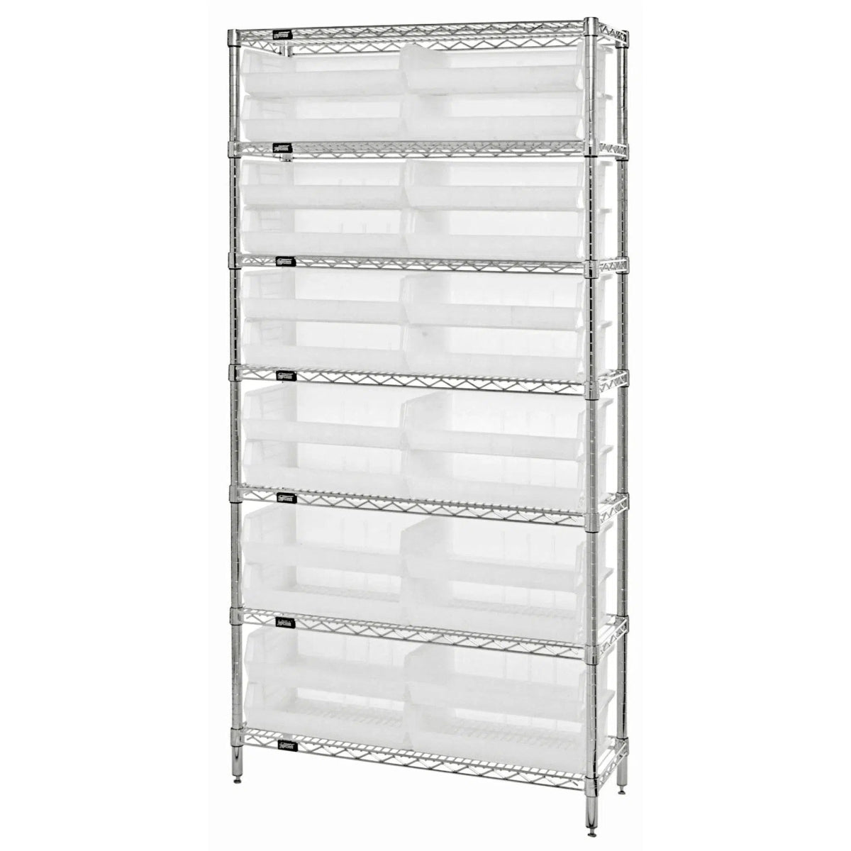 WR7 - 245 | 24" x 48" x 74" Shelving Unit with 24 Bins - Wire Shelving with Bins > 24" Deep Wire Shelving Units with Bins > Open Front Plastic Bins - Industrial 4 Less