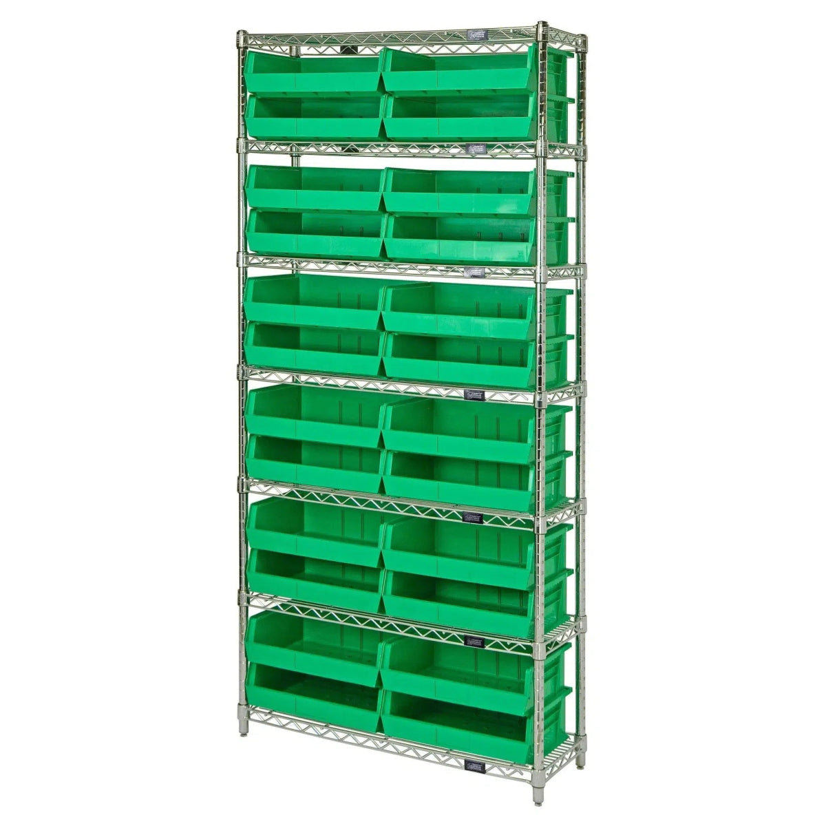 WR7 - 245 | 24" x 48" x 74" Shelving Unit with 24 Bins - Wire Shelving with Bins > 24" Deep Wire Shelving Units with Bins > Open Front Plastic Bins - Industrial 4 Less