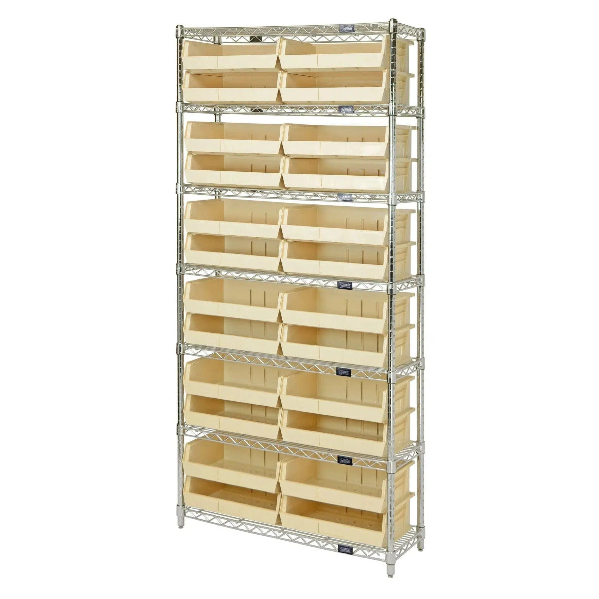 WR7 - 245 | 24" x 48" x 74" Shelving Unit with 24 Bins - Wire Shelving with Bins > 24" Deep Wire Shelving Units with Bins > Open Front Plastic Bins - Industrial 4 Less