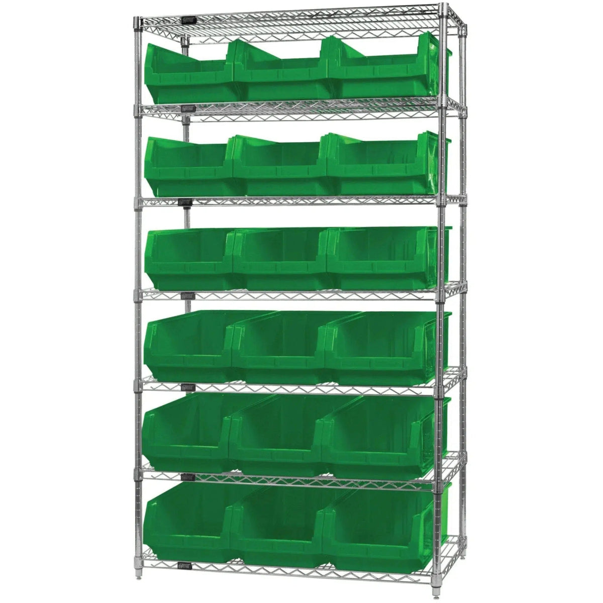 WR7 - 532 | 18" x 42" x 74" Shelving Unit with 18 Bins - Wire Shelving with Bins > 18" - 21" Deep Wire Shelving Units with Bins > Open Front Plastic Bins - Industrial 4 Less