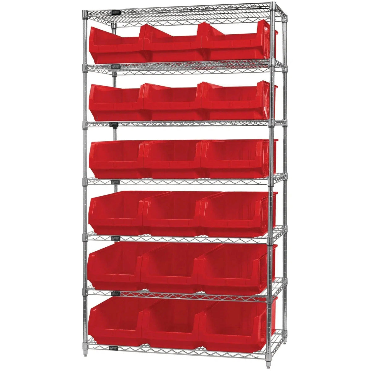 WR7 - 532 | 18" x 42" x 74" Shelving Unit with 18 Bins - Wire Shelving with Bins > 18" - 21" Deep Wire Shelving Units with Bins > Open Front Plastic Bins - Industrial 4 Less