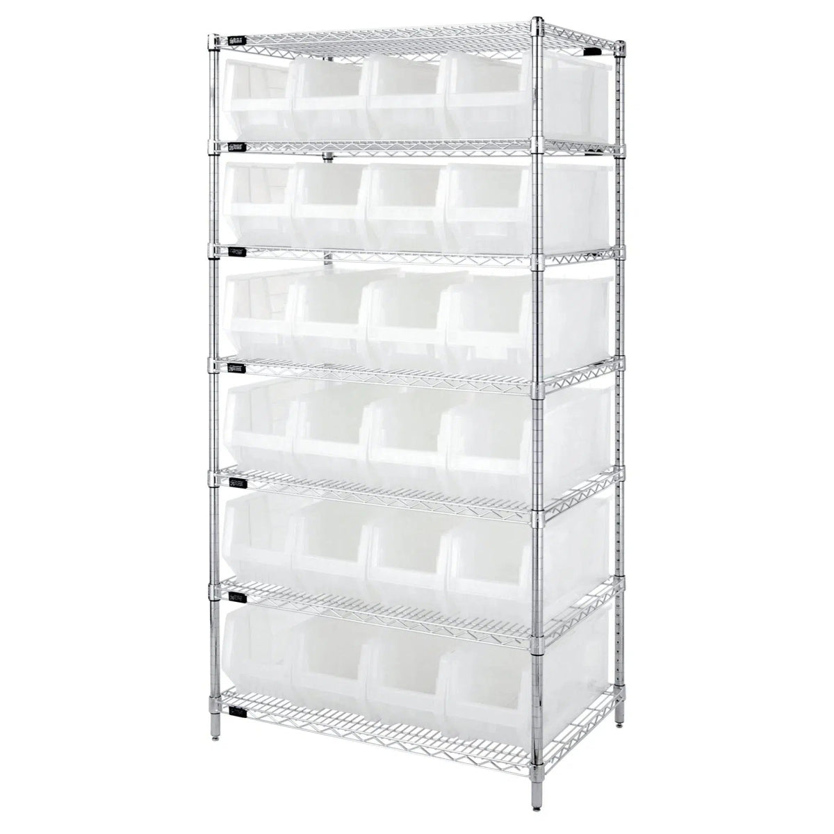 WR7 - 951 | 24" x 36" x 74" Shelving Unit with 24 Bins - Wire Shelving with Bins > 24" Deep Wire Shelving Units with Bins > Open Front Plastic Bins - Industrial 4 Less
