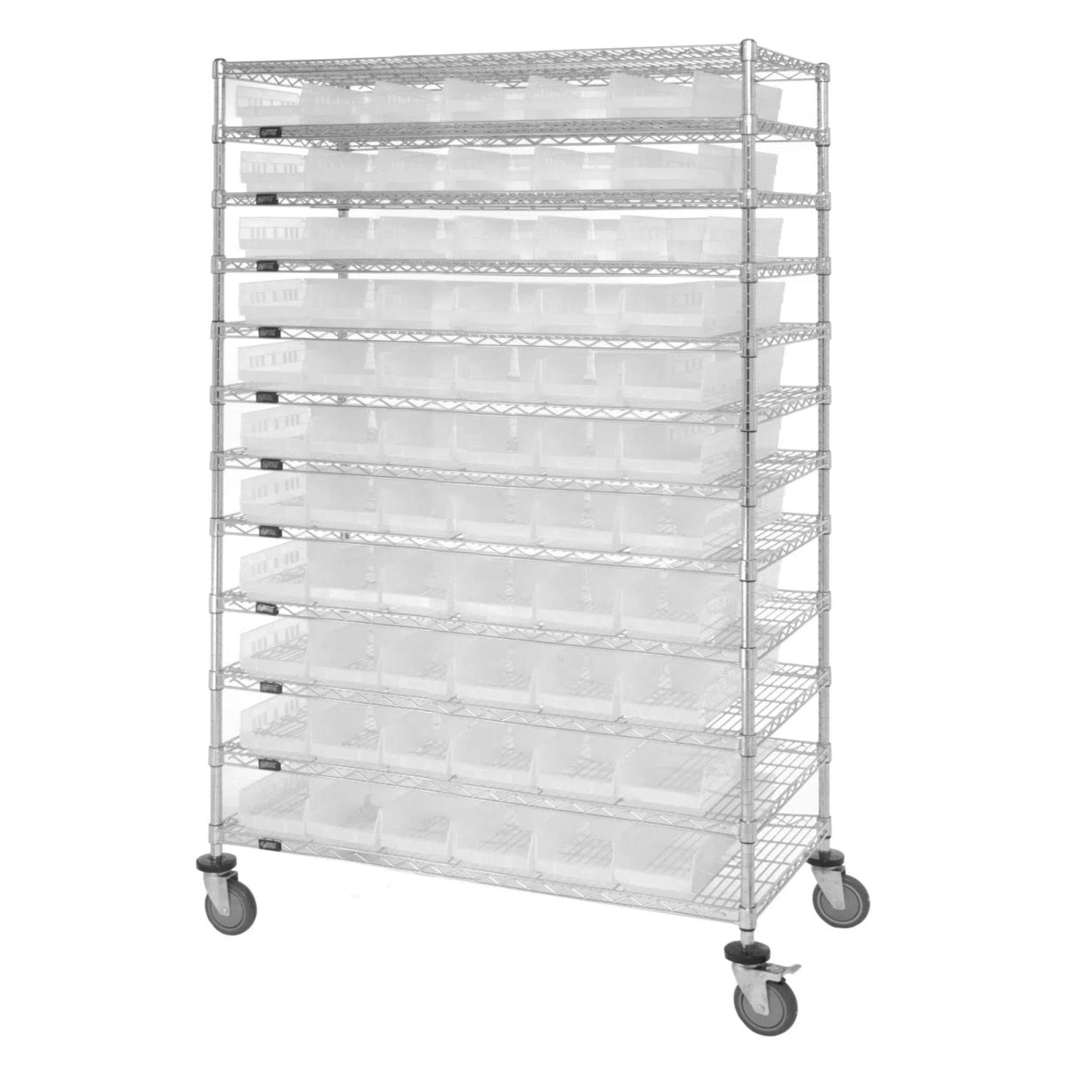 WR74 - 2472 - 176105 | 24" x 72" x 74" Shelving Unit with 176 Bins - Wire Shelving with Bins > 24" Deep Wire Shelving Units with Bins > Open Front Plastic Bins - Industrial 4 Less