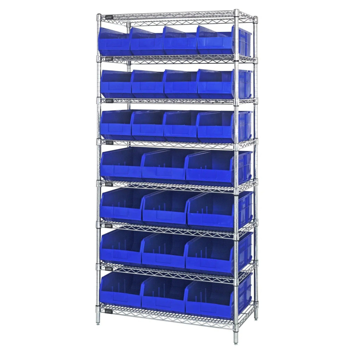 WR8 - 483485 | 21" x 36" x 74" Shelving Unit with 24 Bins - Wire Shelving with Bins > 18" - 21" Deep Wire Shelving Units with Bins > Open Front Plastic Bins - Industrial 4 Less
