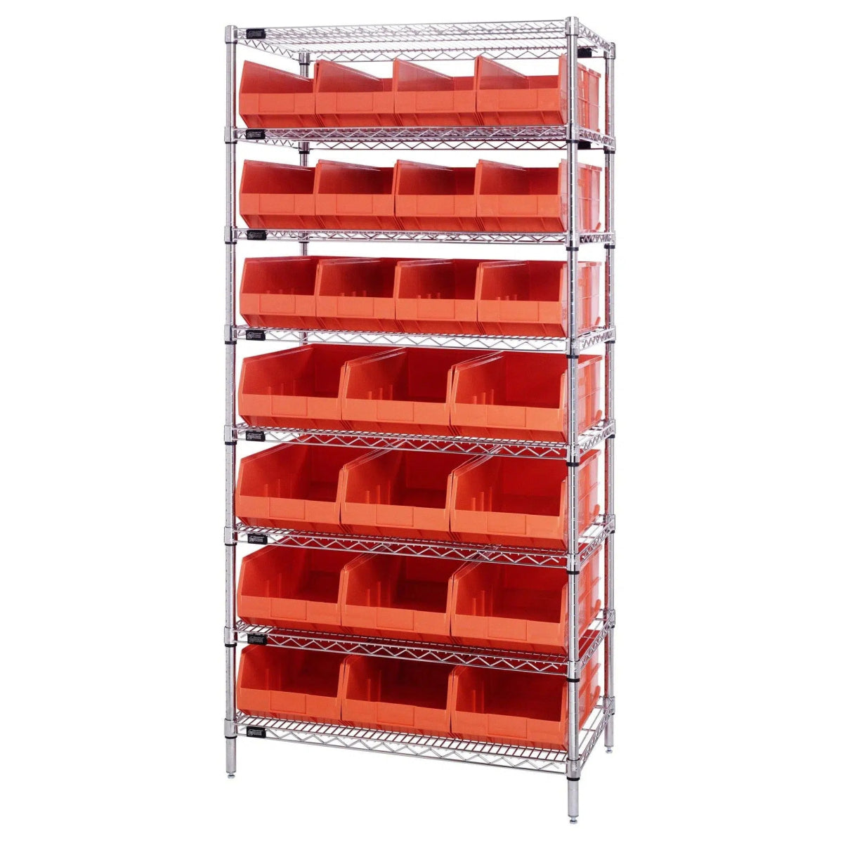 WR8 - 483485 | 21" x 36" x 74" Shelving Unit with 24 Bins - Wire Shelving with Bins > 18" - 21" Deep Wire Shelving Units with Bins > Open Front Plastic Bins - Industrial 4 Less