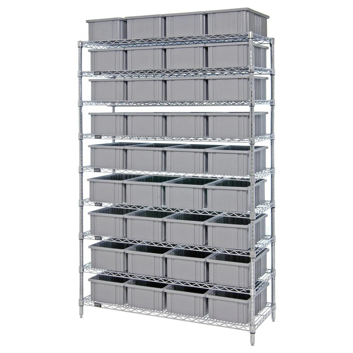 WR9 - 92060 | 18" x 48" x 74" Shelving Unit with 36 Bins - Wire Shelving with Bins > 18" - 21" Deep Wire Shelving Units with Bins > Open Front Plastic Bins - Industrial 4 Less