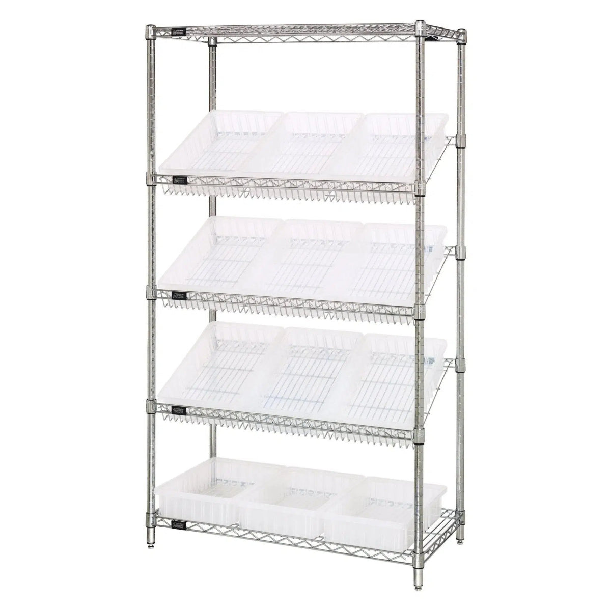 WRS - 5 - 92035 | 18" x 36" x 63" Shelving Unit with 12 Bins - Wire Shelving with Bins > 18" - 21" Deep Wire Shelving Units with Bins > Open Front Plastic Bins - Industrial 4 Less