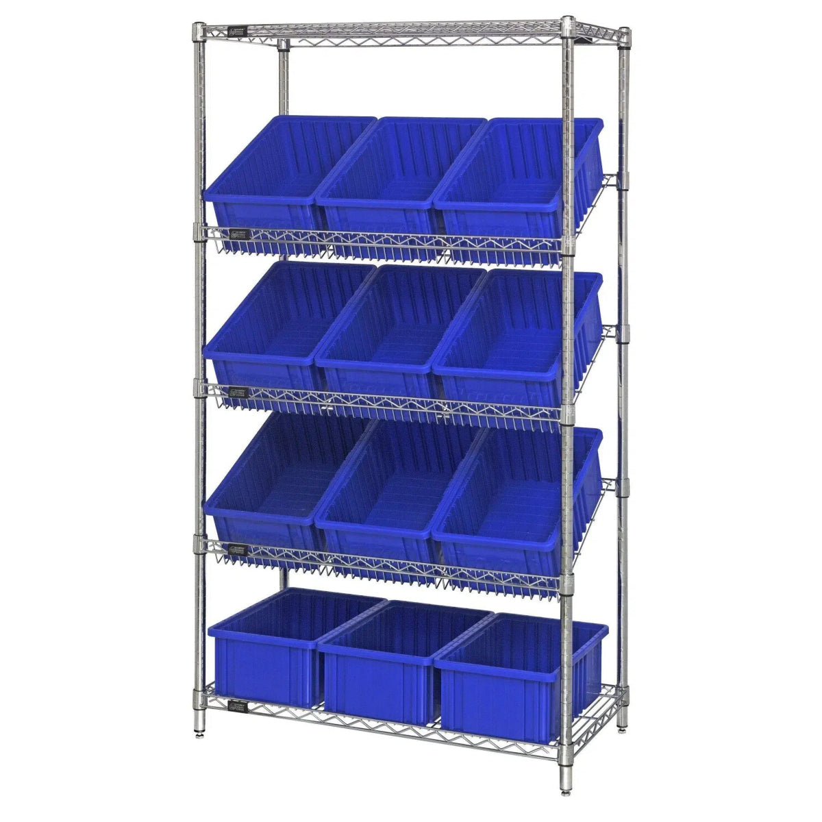 WRS - 5 - 92060 | 18" x 36" x 63" Shelving Unit with 12 Bins - Wire Shelving with Bins > 18" - 21" Deep Wire Shelving Units with Bins > Open Front Plastic Bins - Industrial 4 Less