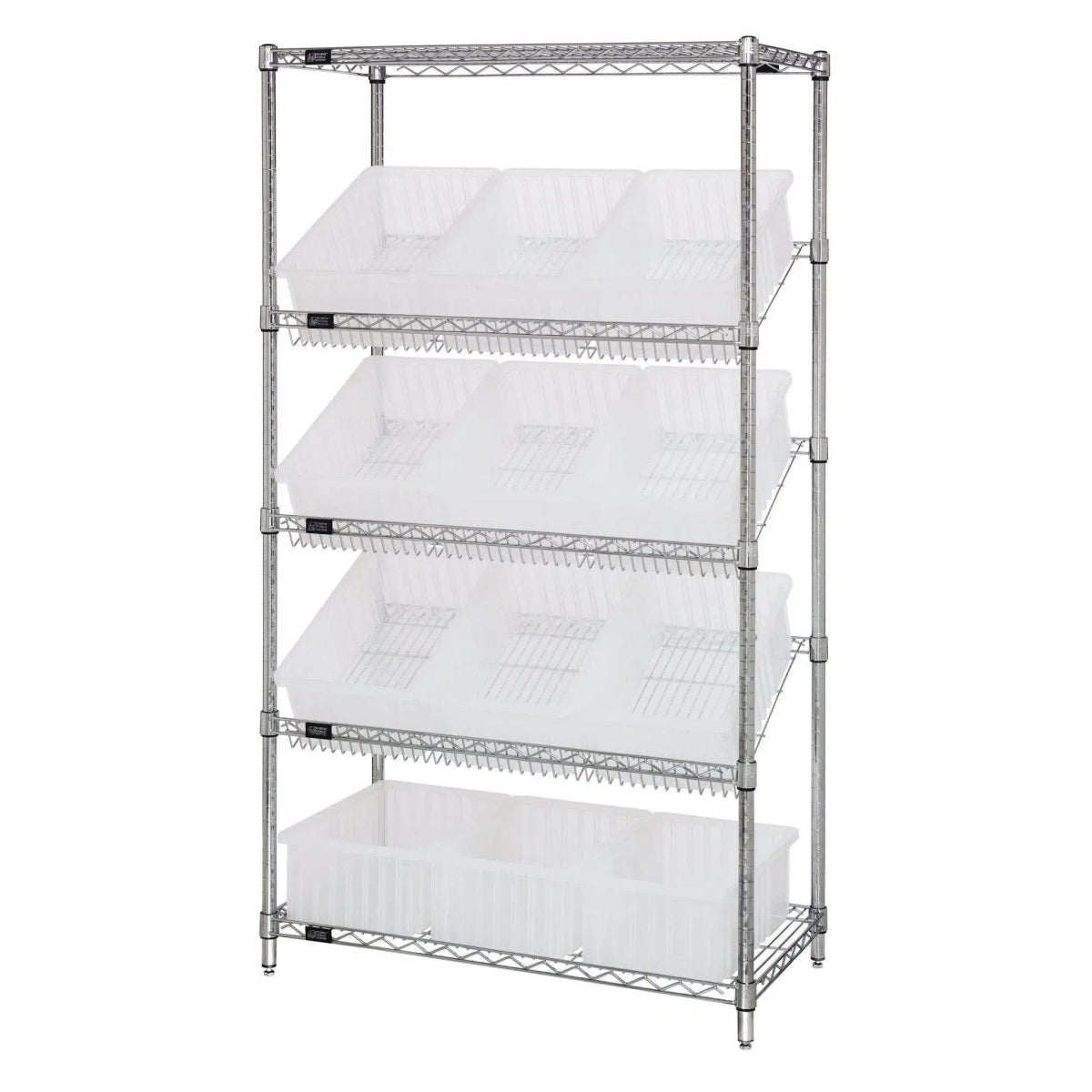 WRS - 5 - 92060 | 18" x 36" x 63" Shelving Unit with 12 Bins - Wire Shelving with Bins > 18" - 21" Deep Wire Shelving Units with Bins > Open Front Plastic Bins - Industrial 4 Less