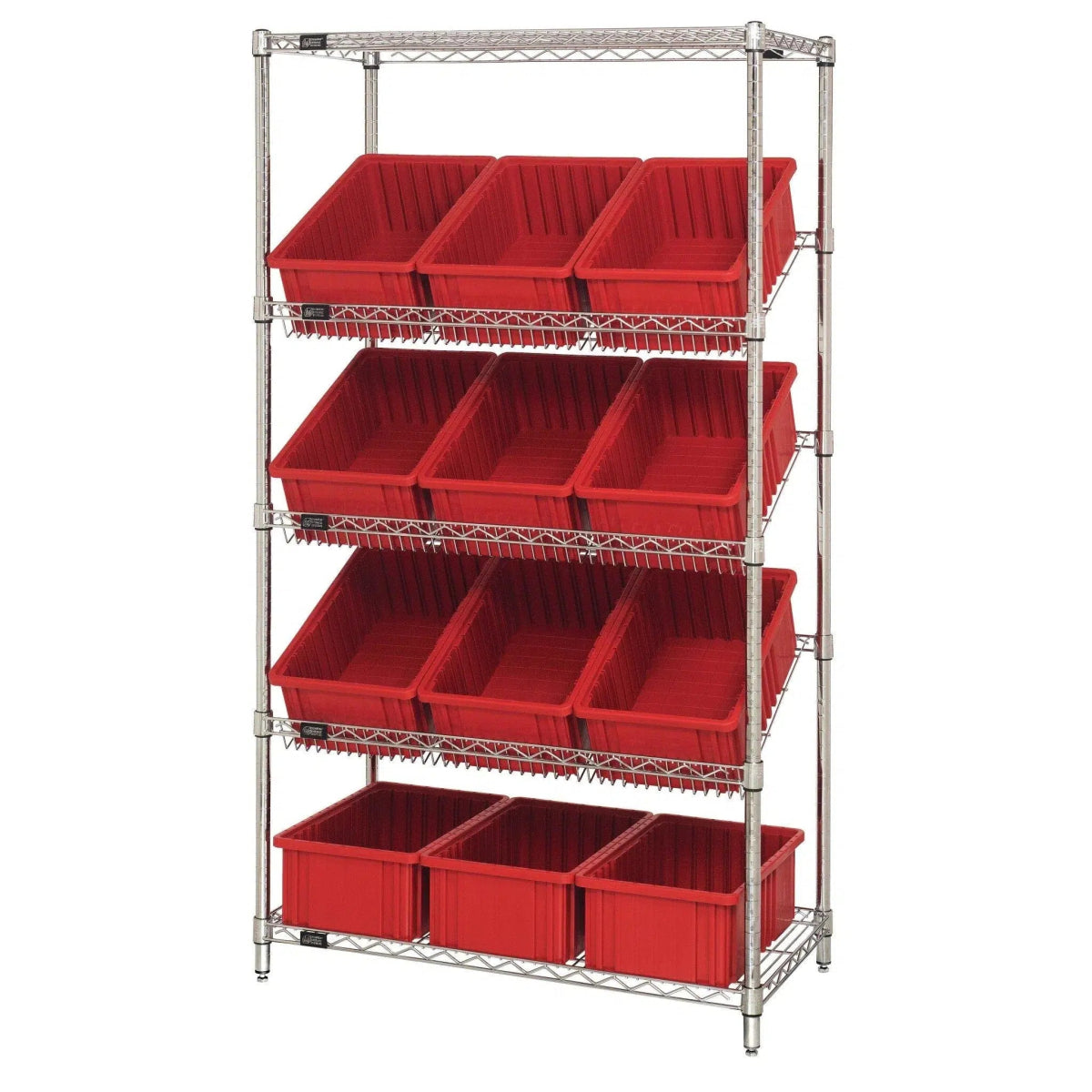 WRS - 5 - 92060 | 18" x 36" x 63" Shelving Unit with 12 Bins - Wire Shelving with Bins > 18" - 21" Deep Wire Shelving Units with Bins > Open Front Plastic Bins - Industrial 4 Less