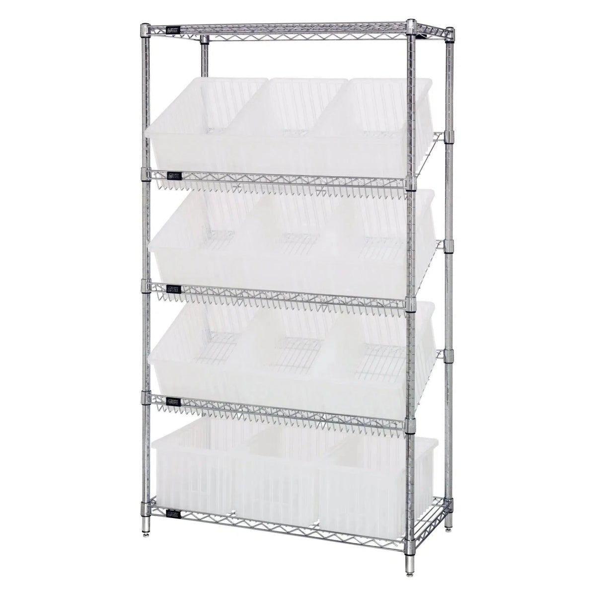 WRS - 5 - 92080 | 18" x 36" x 63" Shelving Unit with 12 Bins - Wire Shelving with Bins > 18" - 21" Deep Wire Shelving Units with Bins > Open Front Plastic Bins - Industrial 4 Less