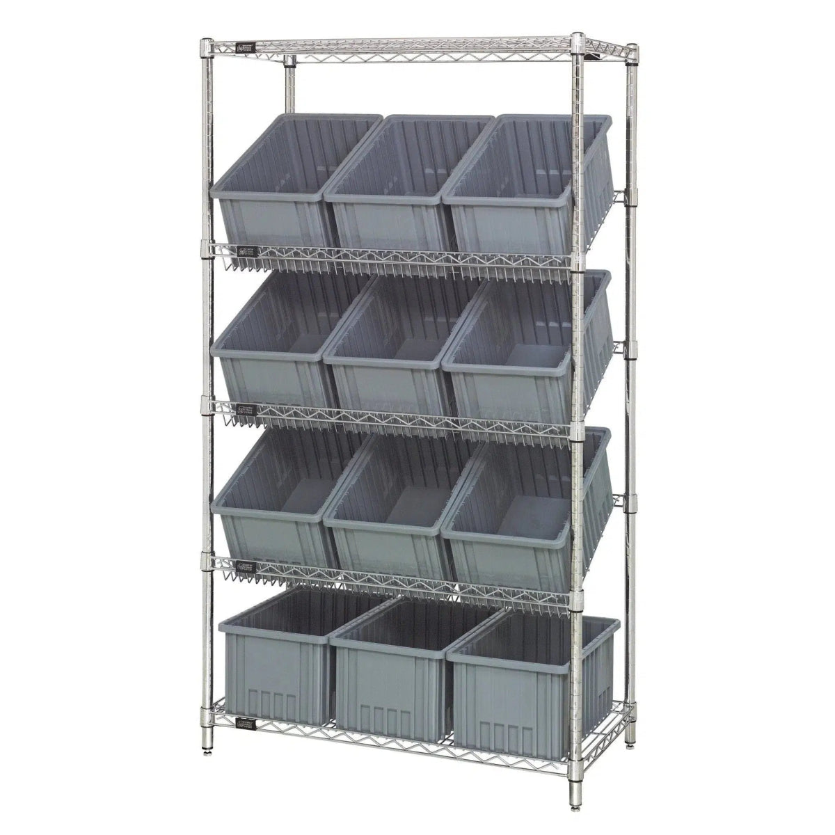 WRS - 5 - 92080 | 18" x 36" x 63" Shelving Unit with 12 Bins - Wire Shelving with Bins > 18" - 21" Deep Wire Shelving Units with Bins > Open Front Plastic Bins - Industrial 4 Less