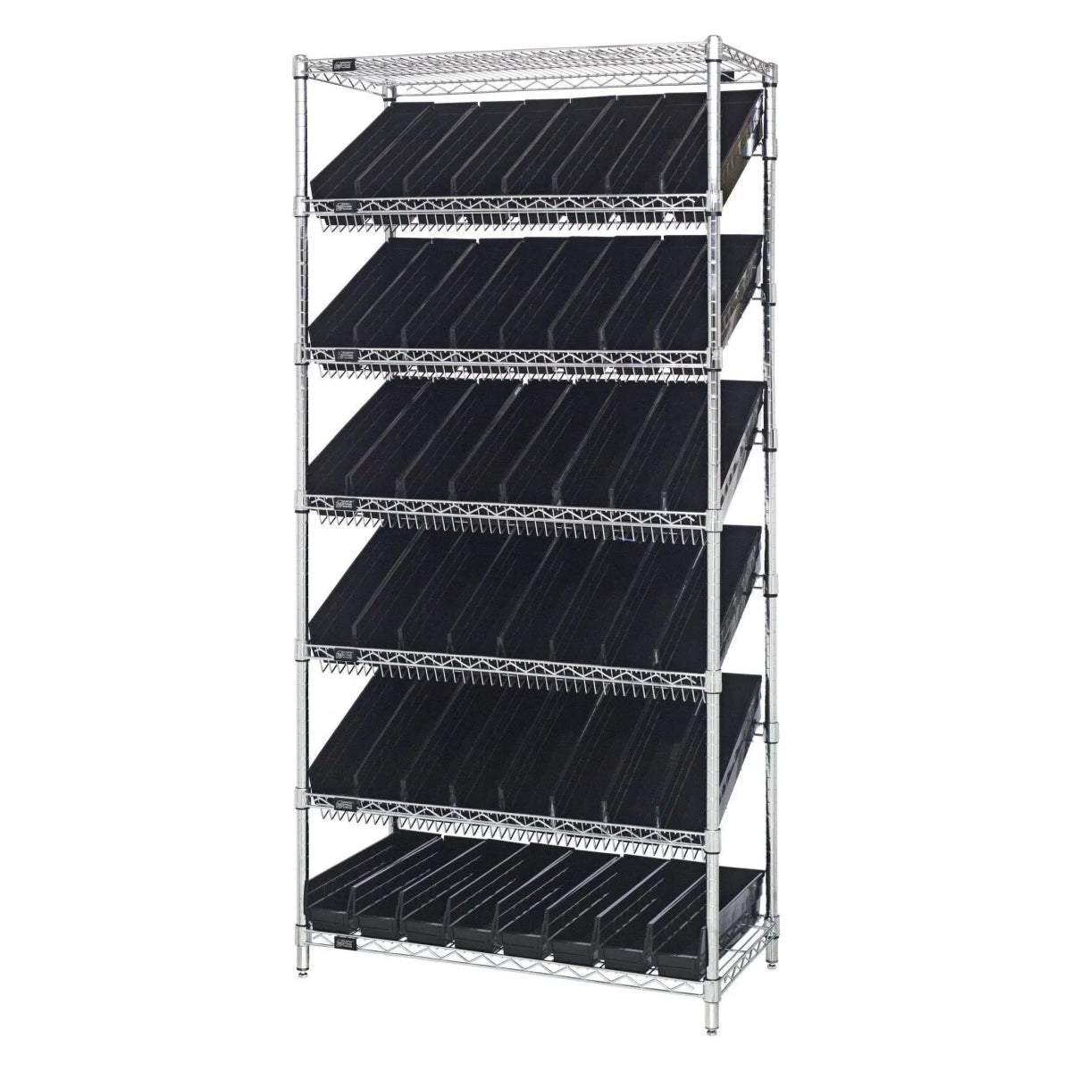 WRS - 7 - 103 | 18" x 36" x 74" Shelving Unit with 48 Bins - Wire Shelving with Bins > 18" - 21" Deep Wire Shelving Units with Bins > Open Front Plastic Bins - Industrial 4 Less