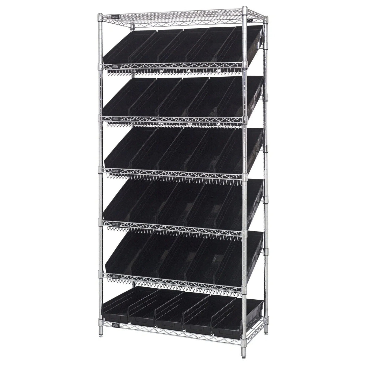 WRS - 7 - 104 | 18" x 36" x 74" Shelving Unit with 30 Bins - Wire Shelving with Bins > 18" - 21" Deep Wire Shelving Units with Bins > Open Front Plastic Bins - Industrial 4 Less