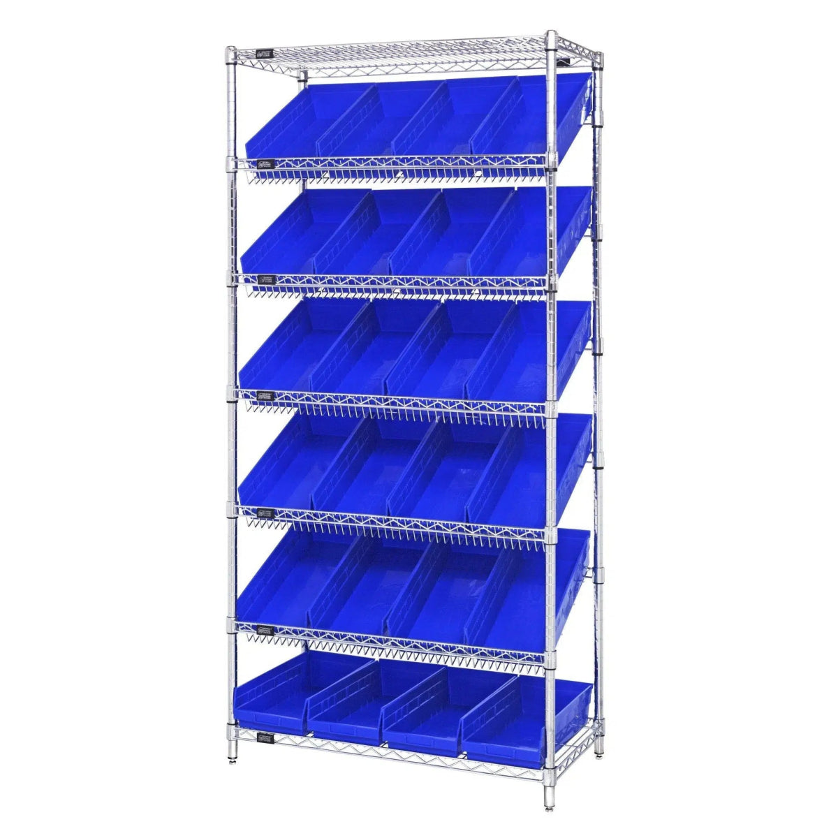 WRS - 7 - 108 | 18" x 36" x 74" Shelving Unit with 24 Bins - Wire Shelving with Bins > 18" - 21" Deep Wire Shelving Units with Bins > Open Front Plastic Bins - Industrial 4 Less