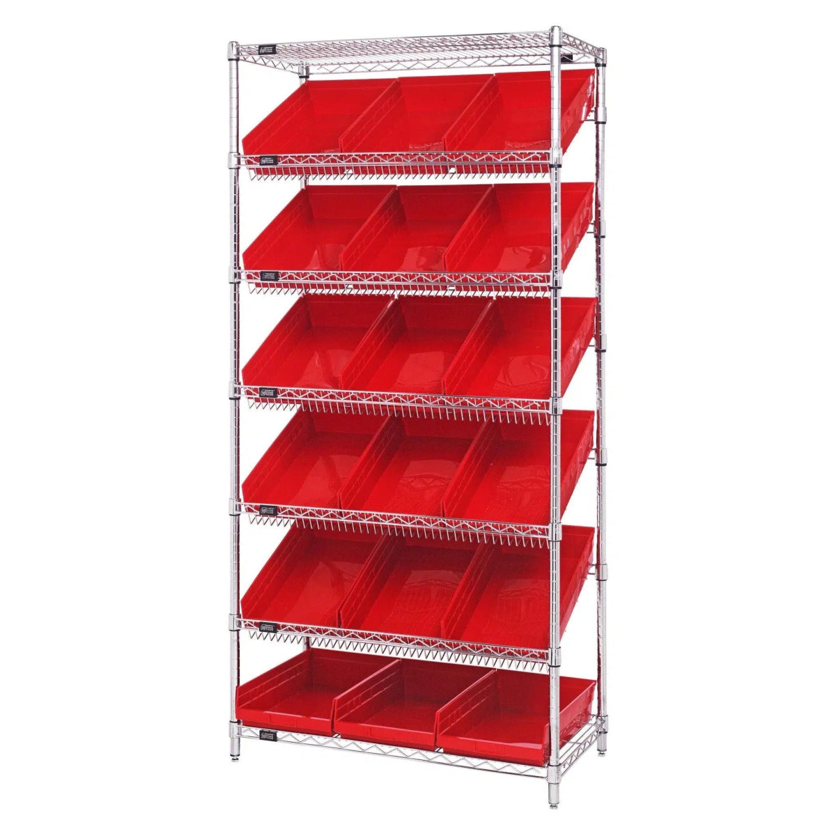 WRS - 7 - 110 | 18" x 36" x 74" Shelving Unit with 18 Bins - Wire Shelving with Bins > 18" - 21" Deep Wire Shelving Units with Bins > Open Front Plastic Bins - Industrial 4 Less