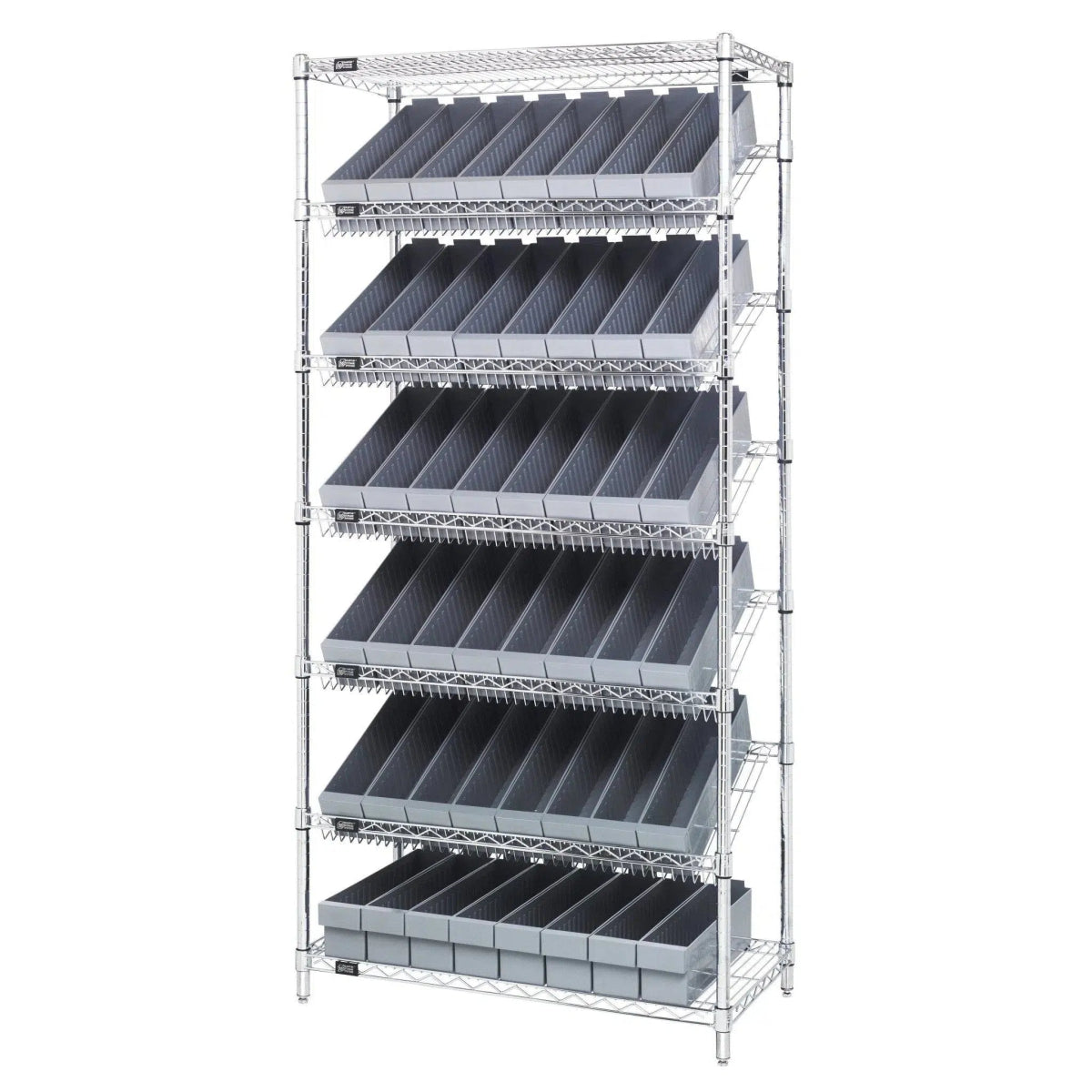 WRS - 7 - 604 | 18" x 36" x 74" Shelving Unit with 48 Bins - Wire Shelving with Bins > 18" - 21" Deep Wire Shelving Units with Bins > Open Front Plastic Bins - Industrial 4 Less